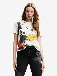Biele dámske tričko Desigual Plsd To Meet U Mickey