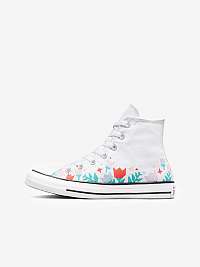 Biele dámske vzorované členkové tenisky Converse Chuck Taylor All Star