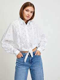Biele dámske vzorované skrátené tričko Guess