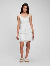 Biele dievčenské čipkované šaty GAP Teen