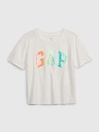 Biele dievčenské tričko s organickým logom GAP
