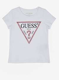 Biele dievčenské tričko s potlačou Guess