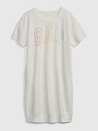 Biele dievčenské tričkové šaty s logom GAP