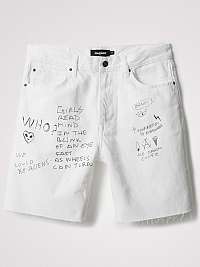 Biele pánske vzorované džínsové kraťasy Desigual Ray