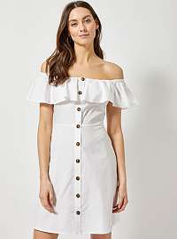Biele šaty s odhalenými ramenami Dorothy Perkins