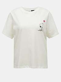 Biele voľné tričko s potlačou Jacqueline de Yong Peanut