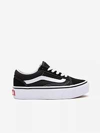 Bielo-čierne chlapčenské semišové topánky VANS Old Skool Platfor