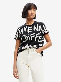 Bielo-čierne dámske vzorované tričko Desigual Enya