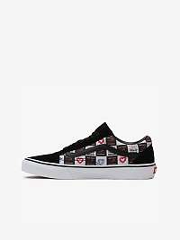 Bielo-čierne pánske vzorované kožené tenisky VANS UA Old Skool