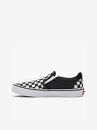 Bielo-čierne pánske vzorované slip on tenisky VANS Asher Deluxe