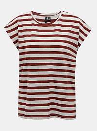 Bielo-hnedé pruhované basic tričko VERO MODA Osra