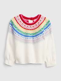 Biely dievčenský pletený sveter so vzorom GAP
