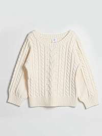 Biely dievčenský sveter s vrkočovým vzorom GAP