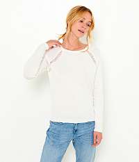 Biely ľahký sveter s ozdobnými detailmi CAMAIEU