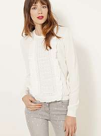 Biely sveter s čipkou Camaieu