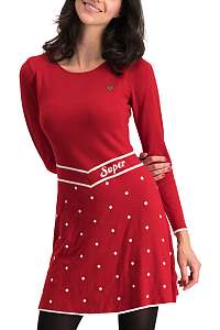 Blutsgeschwister červené zimné šaty Punktemädel Dress Super Red Dot