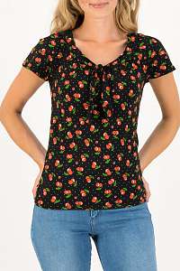 Blutsgeschwister čierne tričko Carmelita Top Cherry Ladybug so vzorom
