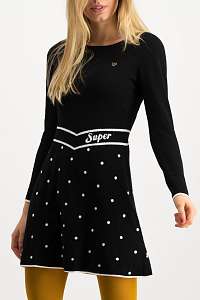 Blutsgeschwister čierne úpletové šaty Punktemädel Dress Super Black Dot - XL
