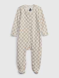 Body, kombinézy, sety - Detská kombinéza na zips Chessboard Brown