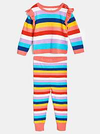 Body, overaly, sety - Baby pletený pruhovaný set Farebná