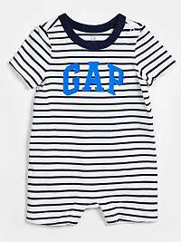 Body, overaly, sety - Baby pruhovaný overal logo Biela