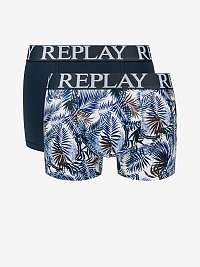 Boxer Style 7 T/C Foliage 2Pcs Box - Dark Blue/Whitee Replay