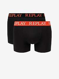 Boxerky Boxer Style 01/C Basic Cuff Logo 2Pcs Box - Black/Mandarin Red Replay