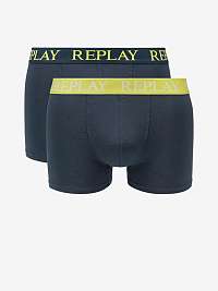 Boxerky Boxer Style 01/C Basic Cuff Logo 2Pcs Box - Dark Blue/Lime Green Replay