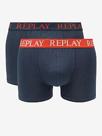 Boxerky Boxer Style 01/C Basic Cuff Logo 2Pcs Box - Dark Blue/Mamdarine Replay
