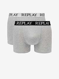 Boxerky Boxer Style 01/C Basic Cuff Logo 2Pcs Box - Medium Grey Mel/White Replay