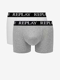 Boxerky Boxer Style 01/C Basic Cuff Logo 2Pcs Box - Whitee/Grey Melange Replay