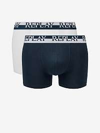 Boxerky Boxer Style 02/C Logo Cuff Bicolor 2Pcs Box - Indigo/Whitee Replay