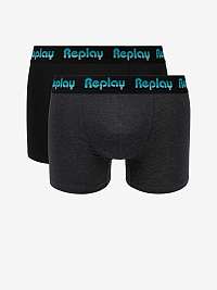 Boxerky Boxer Style 5 Jacquard Logo 2Pcs Box - Black/D Gmel/Azure Replay