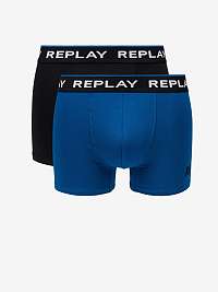 Boxerky Style 2 Cuff Logo&Print 2Pcs Box - Black/Cobalt Blue Replay