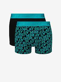 Boxerky Style 3 T/C s celoplošným logom 2ks - Emerald/Black Replay