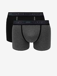 Boxerky Style 6 Cuff Logo&Contrast Piping 2Pcs Box - Black/Dark Grey Mel. Prehrávanie