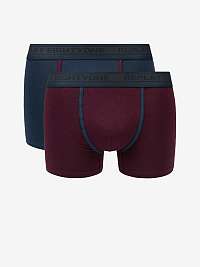 Boxerky Style 6 Cuff Logo&Contrast Piping 2Pcs Box - Dark Blue/Bordeaux Replay