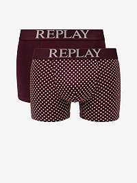 Boxerky Style 7 Cuff Logo&Print 2Pcs Box - Bordeaux/Light Grey Replay