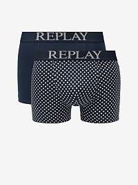 Boxerky Style 7 Cuff Logo&Print 2Pcs Box - Dark Blue/Light Grey Replay