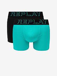 Boxerky Style Boxer 2 T/C Cuff 3D Logo 2Pcs Box - Emerald/Black Replay