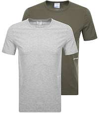Calvin Klein 2 pack dámskych tričiek S/S Crew Neck grey heather/ army dust