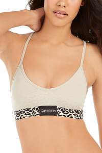 Calvin Klein béžová podprsenka Unlined Bralette s leopardím vzorom
