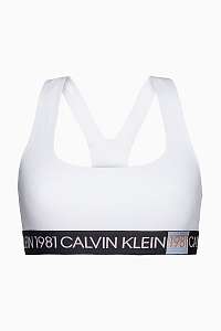 Calvin Klein biela podprsenka Unlined Bralette s logom 1981