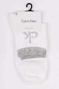 Calvin Klein biele členkové ponožky Modern Crystal Logo 