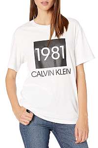 Calvin Klein biele dámske tričko s/s crew neck s logem 1981 - XL
