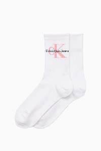 Calvin Klein biele ponožky Jeans Logo s ružovým logom --41