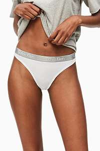 Calvin Klein biele tangá so striebornou gumou Thong Strings