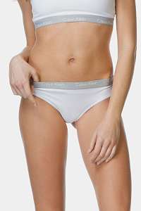 Calvin Klein biele tangá Thong so striebornou gumou