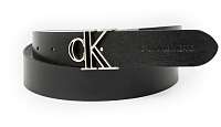 Calvin Klein bielo-čierny kožený obojstranný opasok