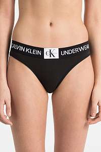 Calvin Klein čierne nohavičky s bielym logom Bikini - S